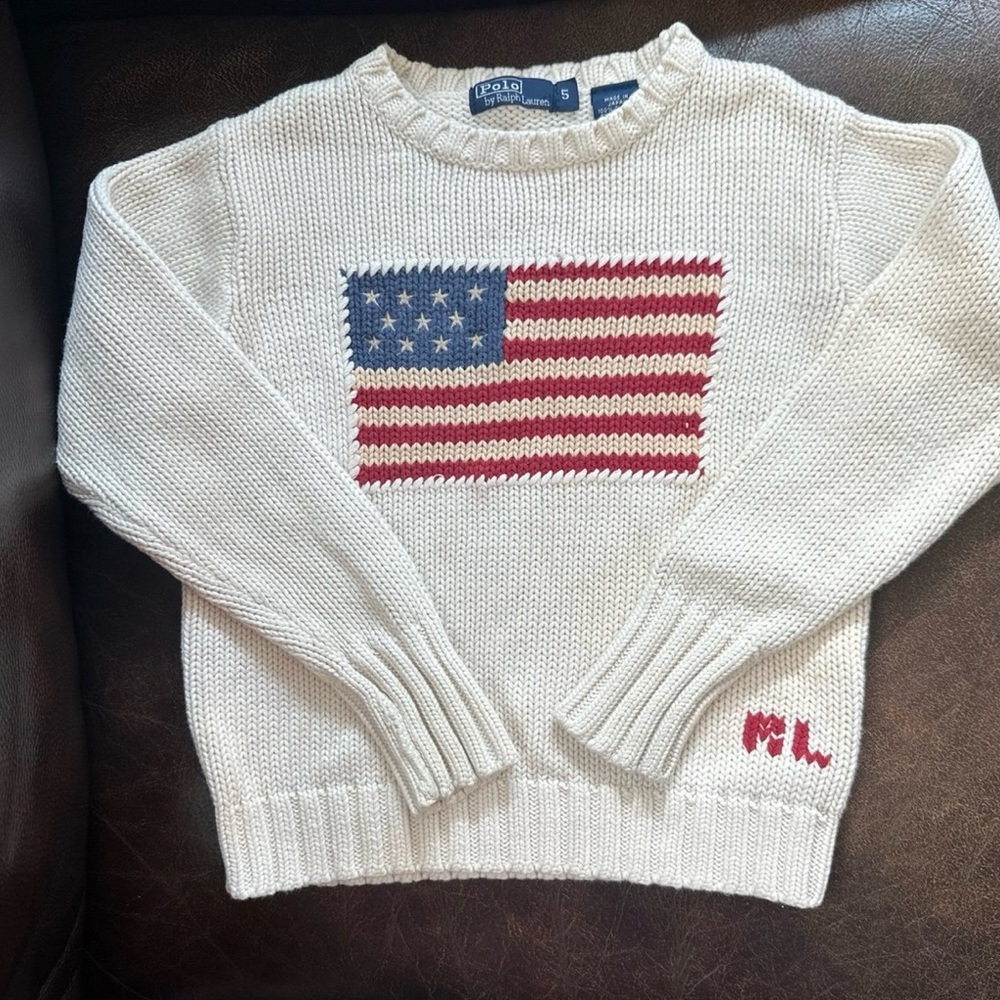 Vintage Ralph Lauren knit American flag sweater size 5. Children’s